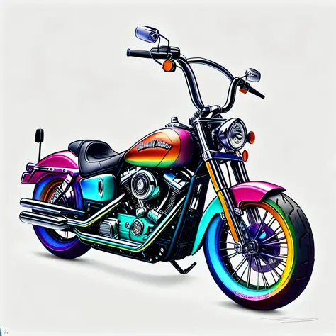 RainbowPencilRockAI Harley Davidson motorcycle