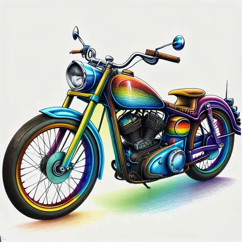 RainbowPencilRockAI antique motorcycle