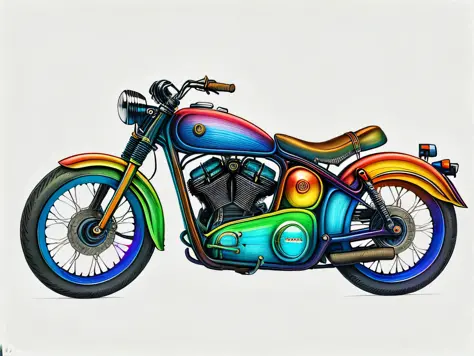 RainbowPencilRockAI antique motorcycle, 5