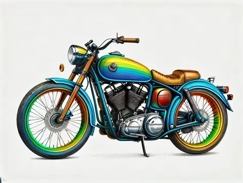 RainbowPencilRockAI antique motorcycle, 5