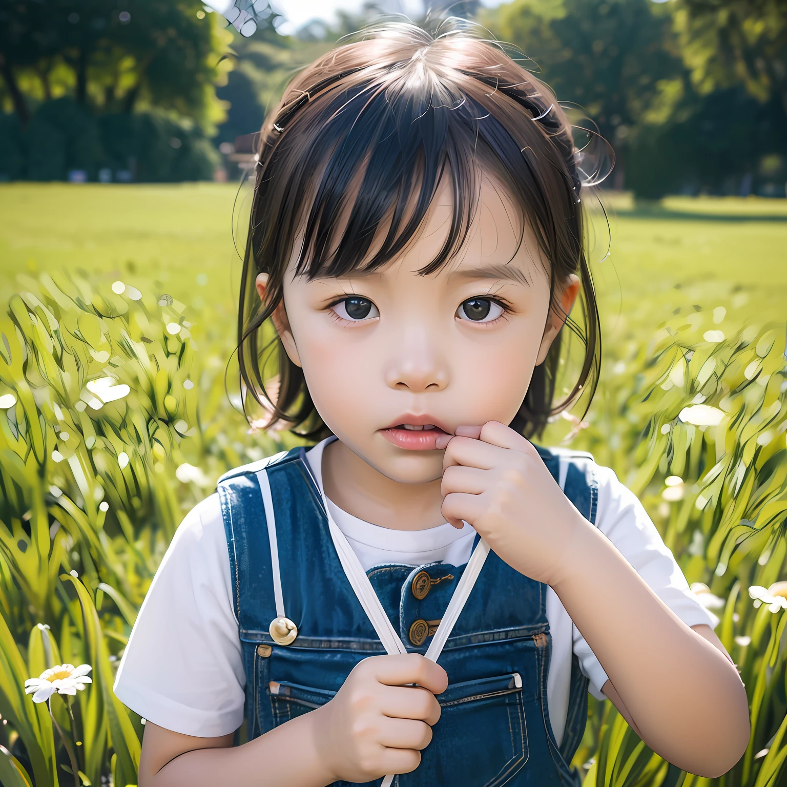 a close up of a  looking at a kite in a field, a poster inspired by Ding Yunpeng, trending on cg society, happening, spring theme, 中 元 节, spring early, 千 葉 雄 大, trending on cgstation, perfect spring day with, spring day, sprong season, spring season city --auto