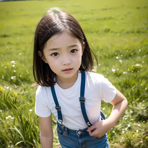 a close up of a child looking at a kite in a field, a poster inspired by Ding Yunpeng, trending on cg society, happening, spring...