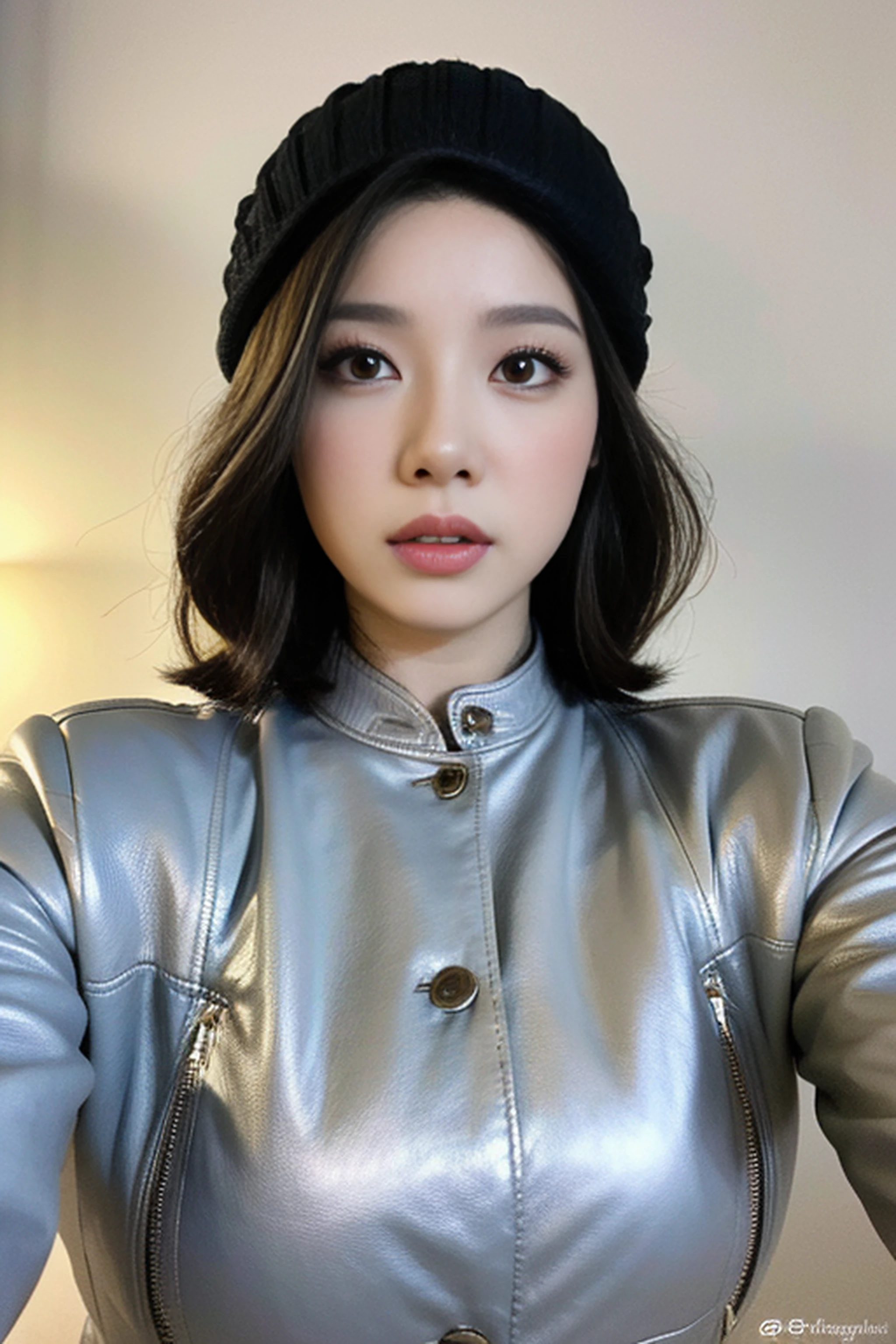 (
(8k:1.27), best quality, masterpiece, ultra highres:1.2) Photo of Pretty Japanese woman
 (beautiful:1.1) (sci-fi warrior woman:1.1) space soldier, (beanie:1.61) (leather jacket:1.21) intricate elegant, fantasy, detailed, ometric by greg rutkowski and alphonse mucha, gradient lighting