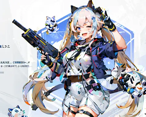 anime character with a gun and a gun in her hand, girls frontline style, from girls frontline, fine details. girls frontline, az...