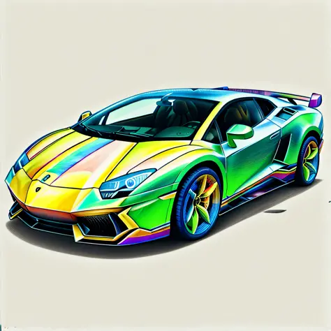 RainbowPencilRockAI Lamborghini sport car,  5:3