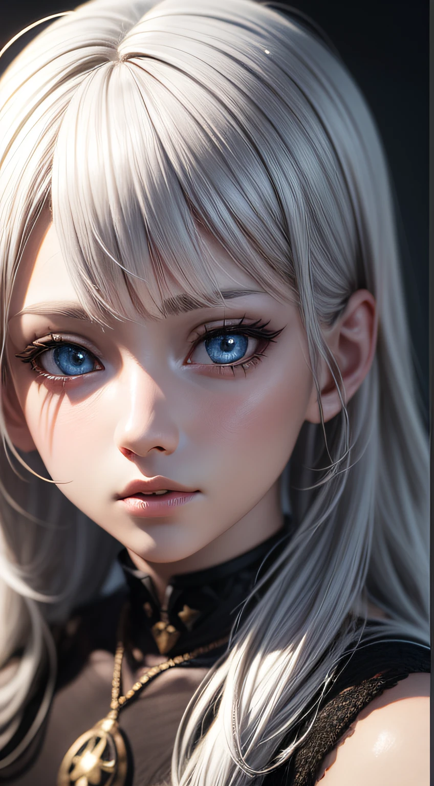 Anime girl with white hair and blue eyes, 3 d rendered character art 8 K, 8K high quality detail art, realistic anime girl rendering, cute 3d anime girl rendering, detailed digital anime art, anime style. 8K, [ 4K Digital Art ] !, smooth anime CG art, 8K portrait rendering