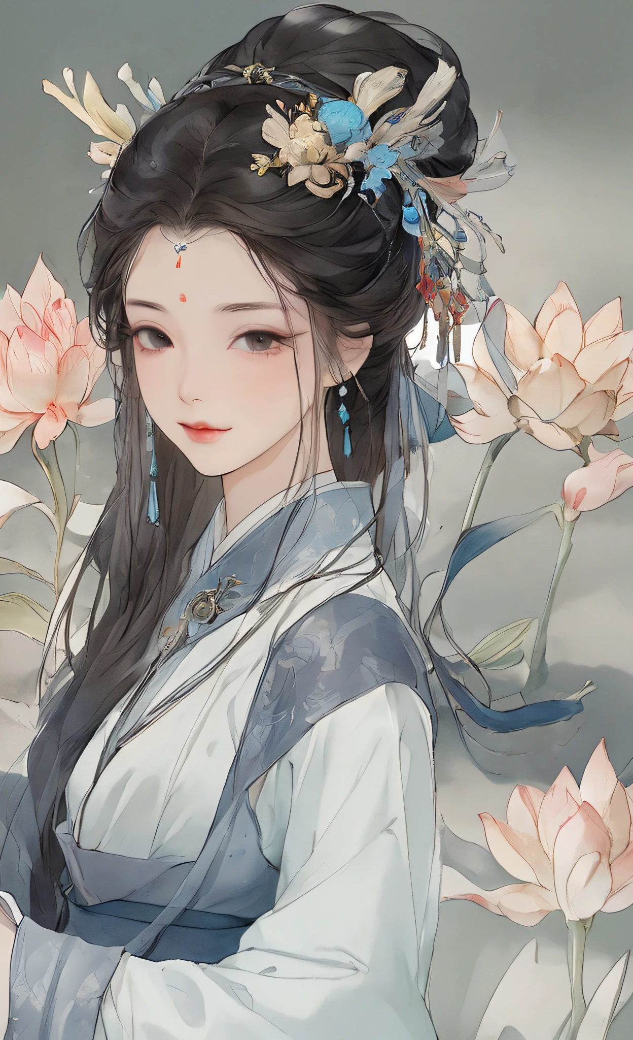 A girl, ancient Chinese costume, whole body, sunshine, clear face, clean white background, masterpiece, super detail, epic composition, ultra HD, high quality, extremely detailed, official art, uniform 8k wallpaper, super detail, 32k