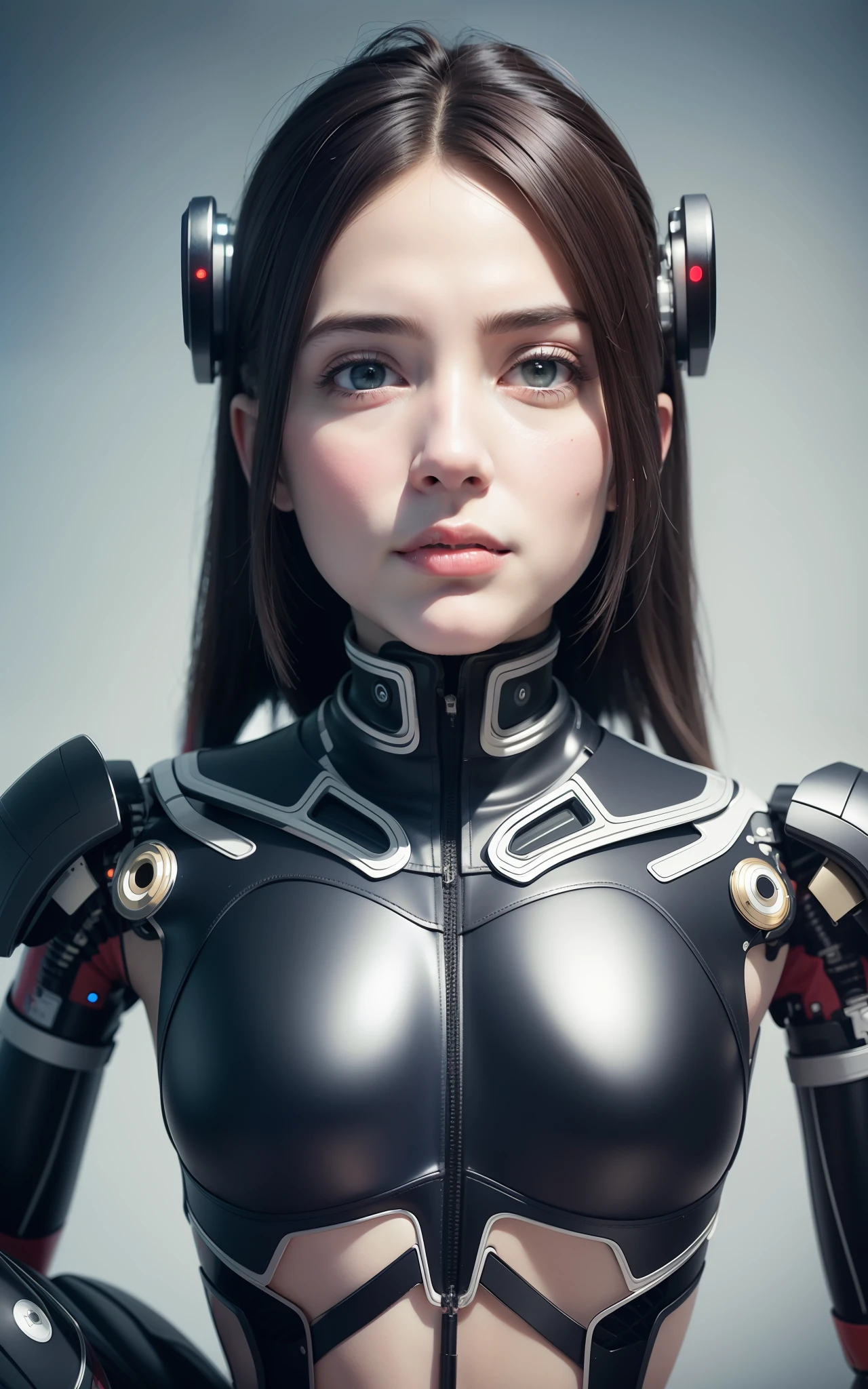 Complex 3d render ultra-detailed beautiful porcelain profile female android face, cyborg, robot parts, 150mm, beautiful studio soft lights, rim lights, vivid details, gorgeous cyberpunk, racing, surreal, anatomical , facial muscles, cable wires, microchip, elegant, beautiful background, octane rendering, HR Giger style, 8k, top quality, masterpiece, illustration, very delicate and beautiful, highly detailed, CG, uniform, wallpaper, ( Realistic, Photorealistic: 1.37), Awesome, Finely detailed, Masterpiece, Top quality, Official art, Highly detailed CG unity 8k wallpaper, Absurd, Incredibly absurd, Robot, Silver Halmet, Full body, Sitting