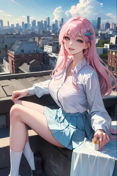 official art, masterpiece, sharp focus, (beautiful gorgeous cute Korean woman:1.3), (beautiful cute korean:1.3), korean beauty, Delicate and beautiful hair and eyes and face, realistic, ultra detailed, beautiful girl, blue sky, glow white particle, (sideli...