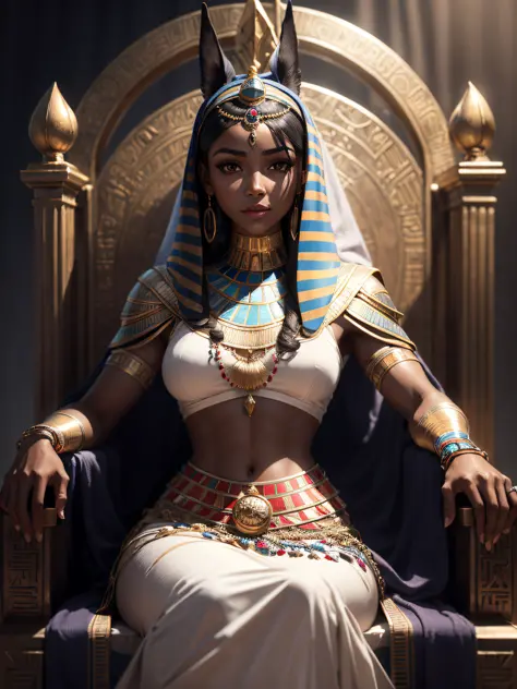 (extremely detailed wallpaper of the CG 8k unit), Egyptian woman, ultra detailed, perfect face, short dark hair, in an Egyptian ...