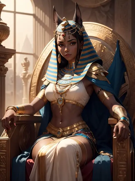 (extremely detailed wallpaper of the CG 8k unit), Egyptian woman, ultra detailed, perfect face, short dark hair, in an Egyptian ...