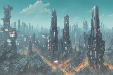 A futuristic desopian city formed by reverse engineering of an extraterrestrial civilization exploited and enslaved by humans (blade runner, cyberpunk, akira)