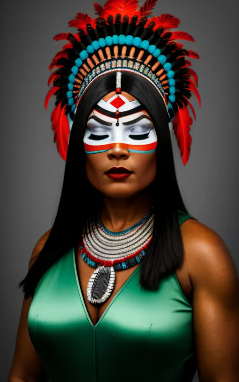 (full portrait), (half shot), solo, detailed background, detailed face, (stonepunkAI, stone theme:1.1), wise, (female), (indigena brasileira), (beautiful hair, braids:0.2), shaman, (septum piercing), mystic, (beautiful face, perfect qcd_face:0.3), stunning...