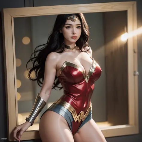 Middle East girl, glgadot, gal gadot, big breast, big boobs, round boobs, gigantic boobs, busty, voluptuous body, long legs, best body proportion, show cleavage, major cleavage, show major cleavage, show legs, show major legs, show full legs, cosplay wonde...