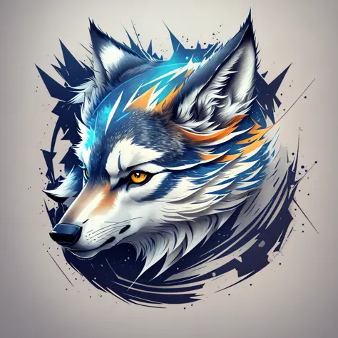 Creative logo design, logo with wolves text, wolf line art logo, color design, minimum and pure — wolf --auto --s2
