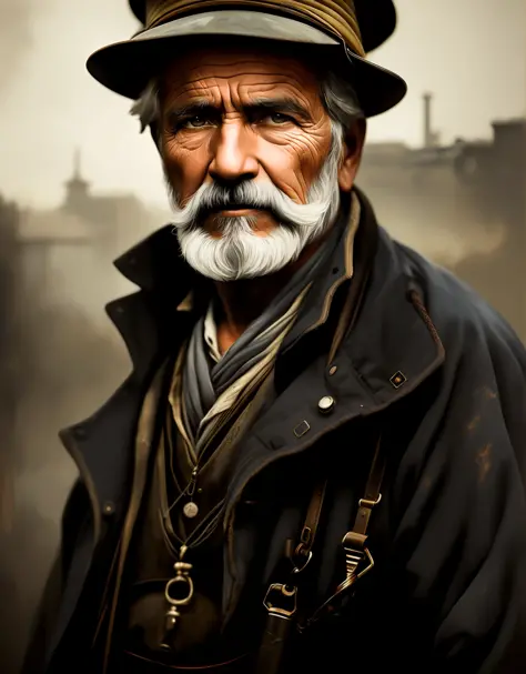 a portrait of an old coal miner in 19th century, beautiful painting with highly detailed face by greg rutkowski and magali villa...