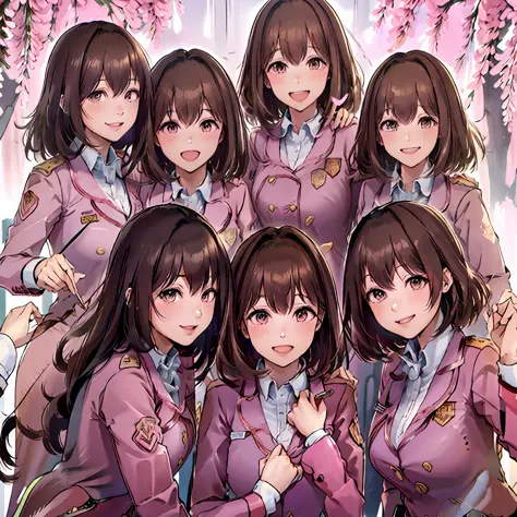 perfect anime illustration, multiple girls, thousands of girls, millions of girls, clones, identical sisters, sisters in backgro...