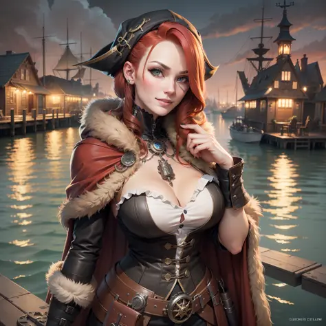 Steampunk Woman Pirate Red Hair Uniform Stock Photo by ©Ravven 595764036