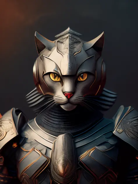 (realistic: 1.3), poster, intricate details, ((cinematic light)), cat, hybrid, hyperealistic, scary, dark fantasy \(style\), detailed armor, detailed helmet, 
(DreamLikeArt style: 0.8), (Redshift style: 1.1), (1.1 style), (warm backlit lighting) ++, (dark ...