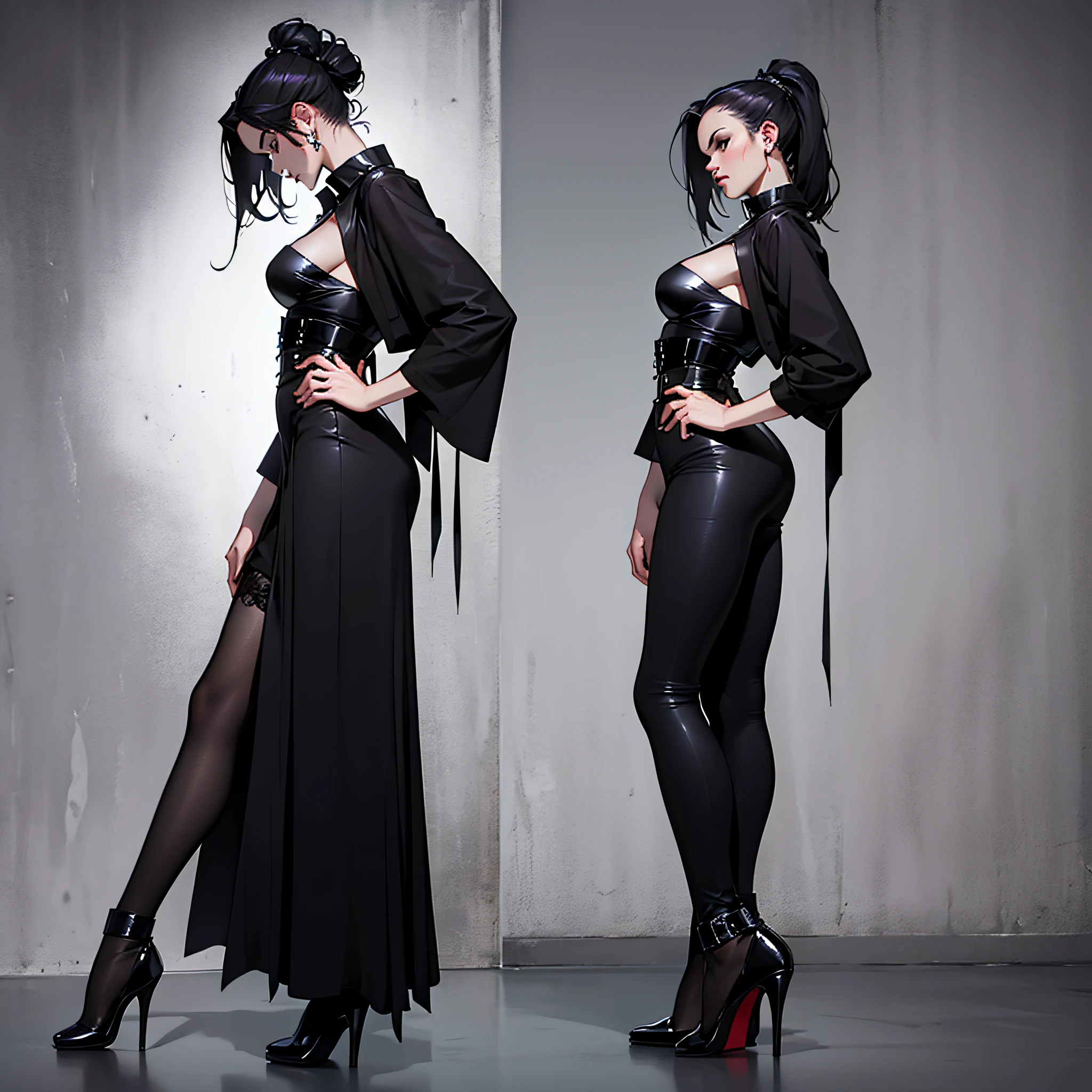 Araffe gothic woman in black dress and high heels posing for a picture -  SeaArt AI