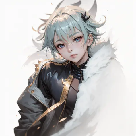 (male)anime - style image of a woman with blue hair and a white coat, art in the style of guweiz, guweiz, guweiz in pixiv artsta...