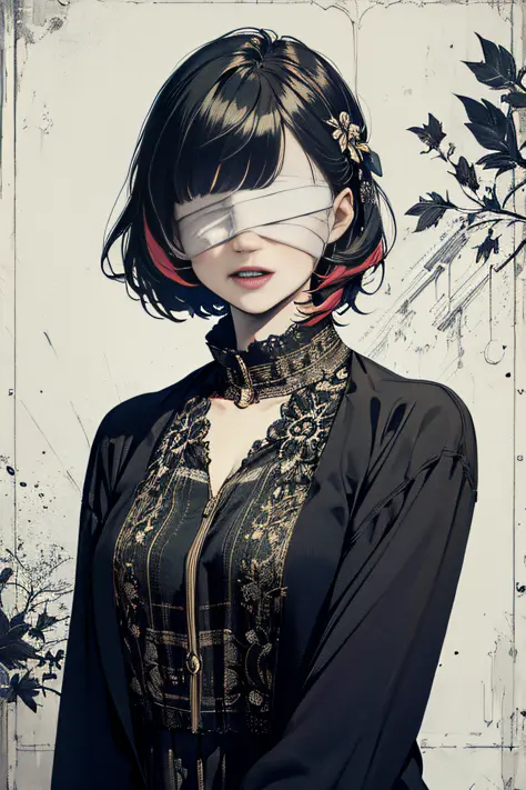(masterpiece, top quality, best quality, official art, beautiful and aesthetic:1.2),
blindfold, solo, 1girl, open mouth, short h...