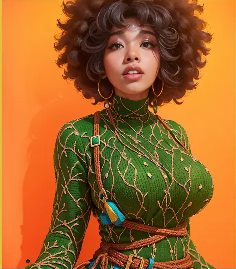 there is a woman with a large afro posing for a picture, with afro, afro, giant afro!, pretty samurai with afro, the smooth blac...