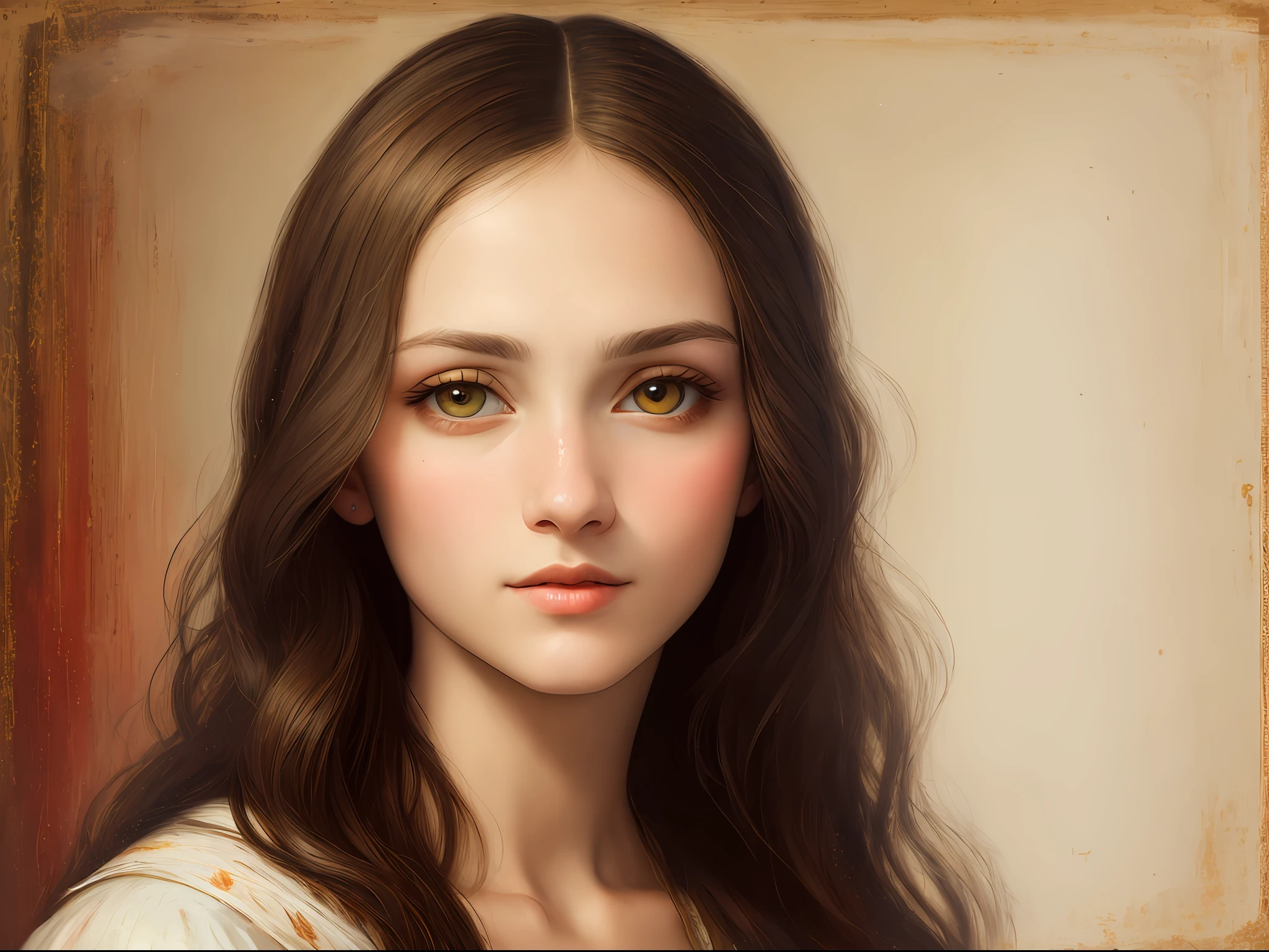 oil painting by Leonardo da Vinci, realistic photography, closeup face of Jennifer Lopes with white and messy hair, her eyes are sweet and vibrant, her face is symmetrical, silky peach skin, soft torch luminosity on the face by REMBRADT, Adobe Illustration, Trending on Artstation, 8K, hd, cinematic, masterpiece, magnificent art, best quality