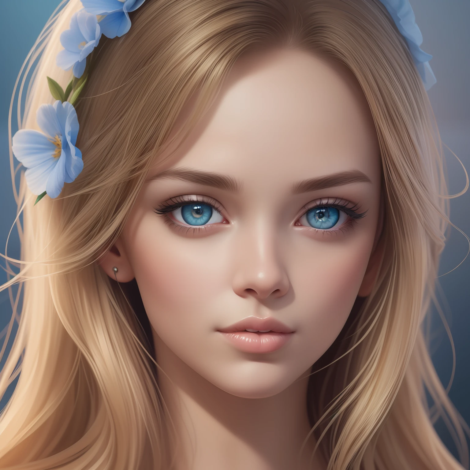 make a realistic image (hyper-realistic), (illustration), (high resolution), (8K), (extremely detailed), (best illustration), (beautiful detailed eyes), (best quality), (super detailed), (masterpiece), (wallpaper), (detailed face) blonde woman with dark background, blonde woman blue eyes, wallpaper, looking it the camera close up