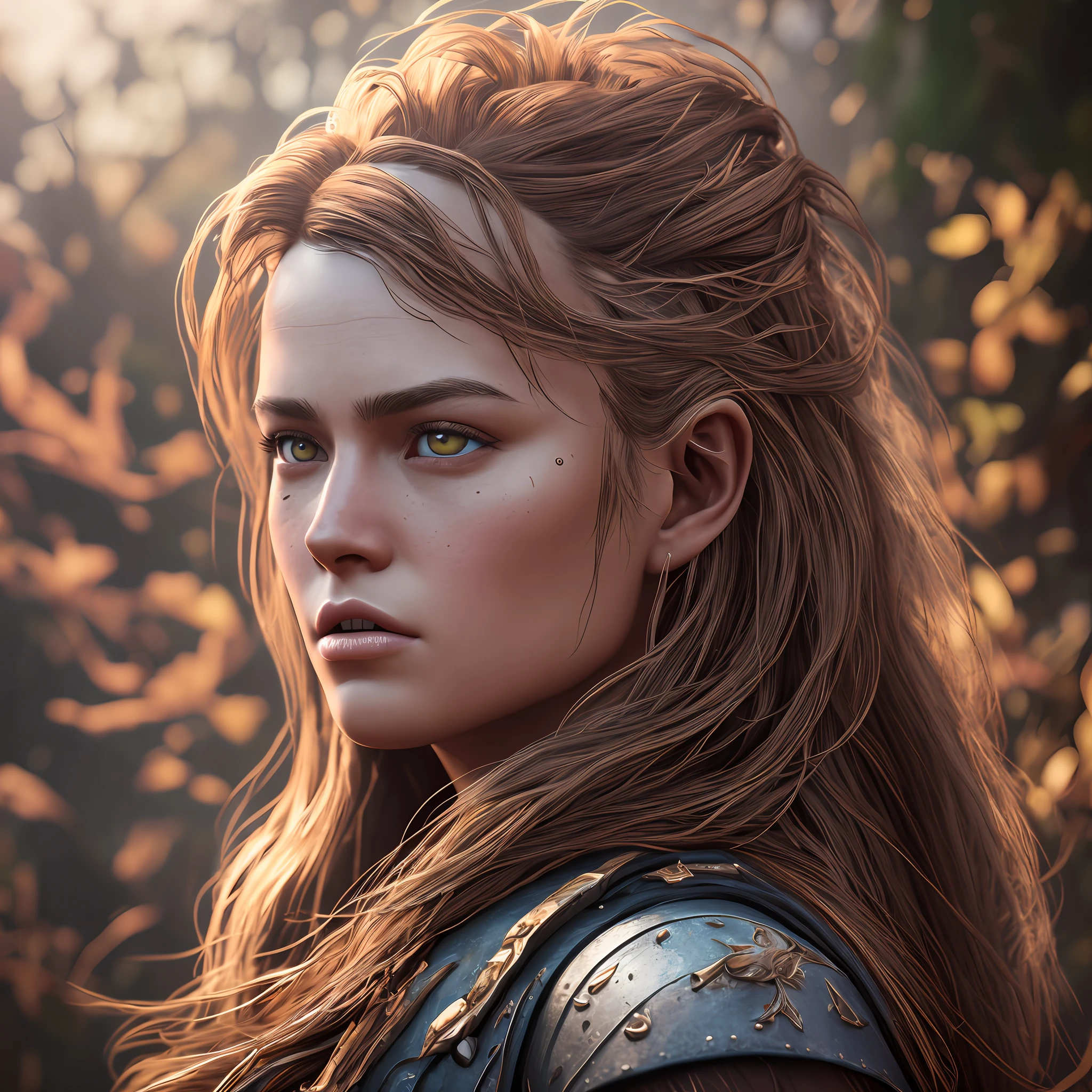 fotografía ultra realista, Plano superior medio perfectamente centrado de Aloy desde Horizon Zero Dawn, Criaturas de Horizon Zero Dawn Acantilados de la jungla en el fondo, mirando al espectador, pose de moda, extremadamente detallado eyes, cara realista simétrica detallada, extremadamente detallado natural texture, Pelusa de melocotón detallada, Pelo despeinado, obra maestra, absurdos, foto premiada de lee jeffries, fotografía de stock de película nikon d850, Cámara Kodak Portra 400 F1.6 lentes,  profundidad de campo, extremadamente detallado, Asombroso, buen detalle, Colores ricos, textura realista hiperrealista, iluminación dramática, motor irreal, tendencia en artstation, cinestill 800 tungsteno, foto realista, foto cruda, TanvirTamim, alta calidad, alta resolución, enfoque nítido, extremadamente detallado, cinematográfico lighting, 8k hd, alta definición, cinematográfico, neopreno, ganador del concurso de comportamiento, Destacado en Unsplash, sociedadcg, Motor irreal 5, ultra enfoque nítido --auto --s2