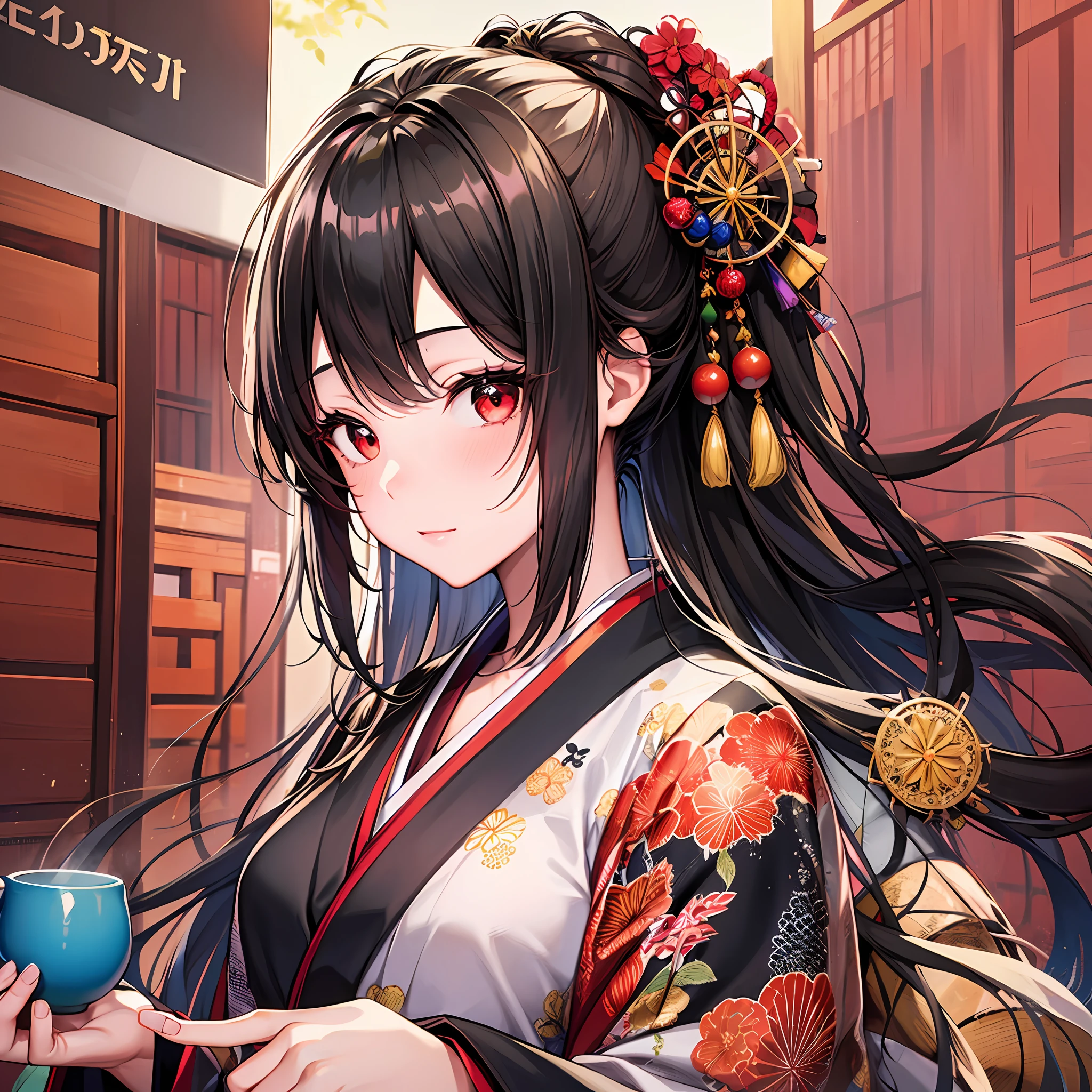 1 girl, red eyes, solo, Japan - SeaArt AI