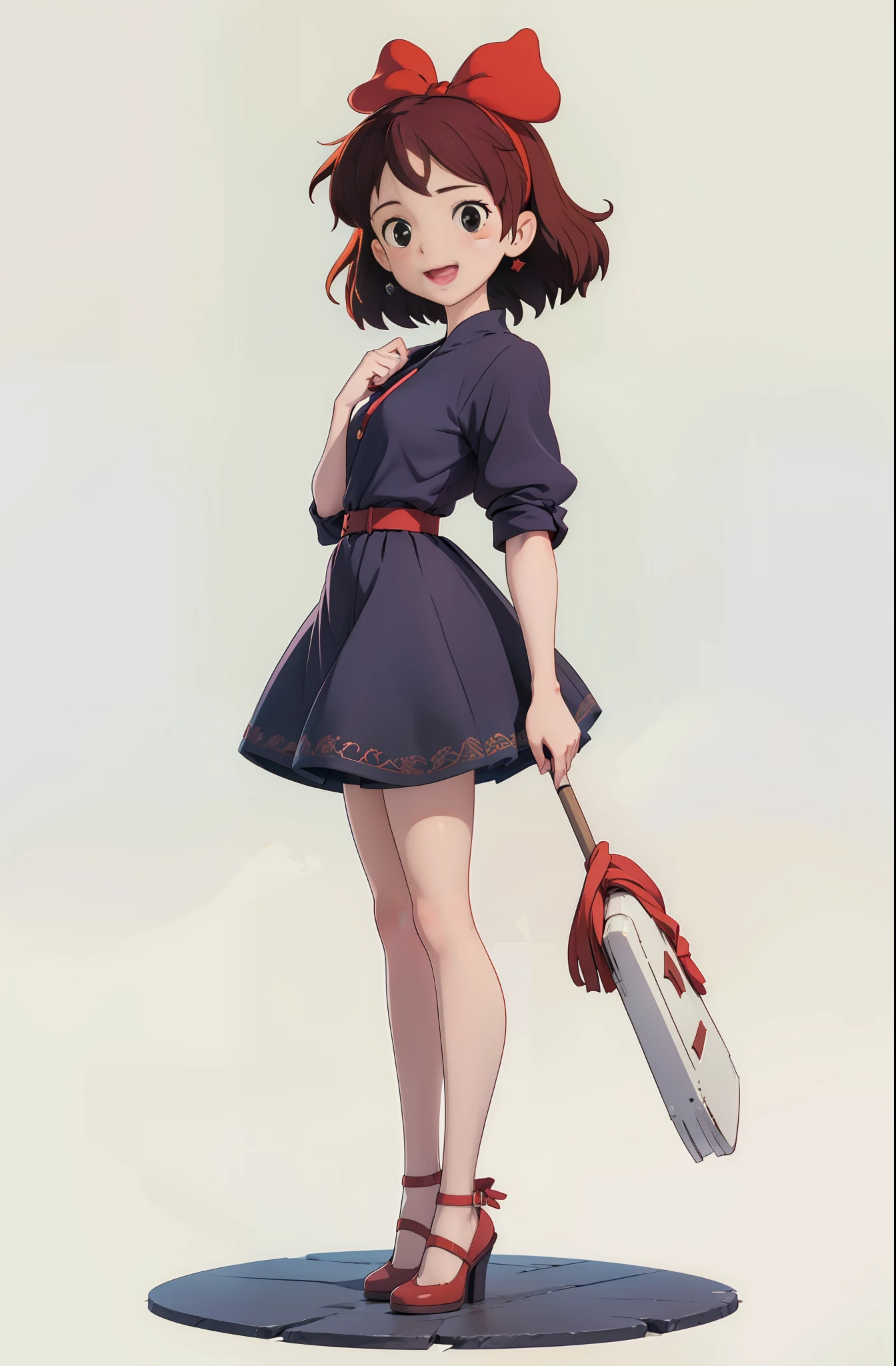 (masterpiece:1.2), (high quality:1.2), 1girl, full body adult Kiki, happy, big red hairtie, intricate detailed, white flat background, softfocus --auto