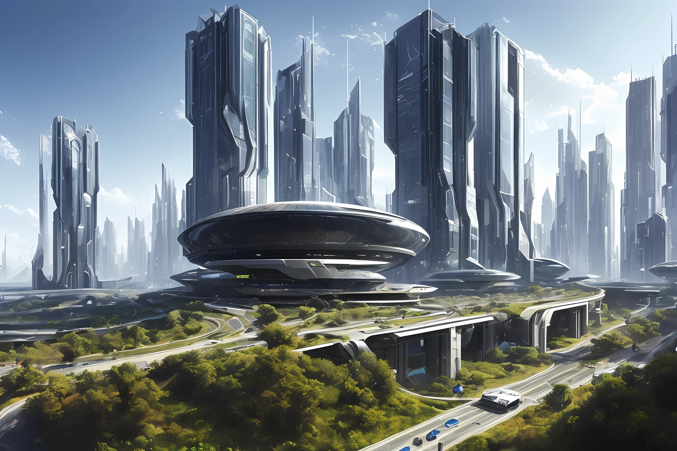 A futuristic world with ultra-technologic elements and over-developed ...