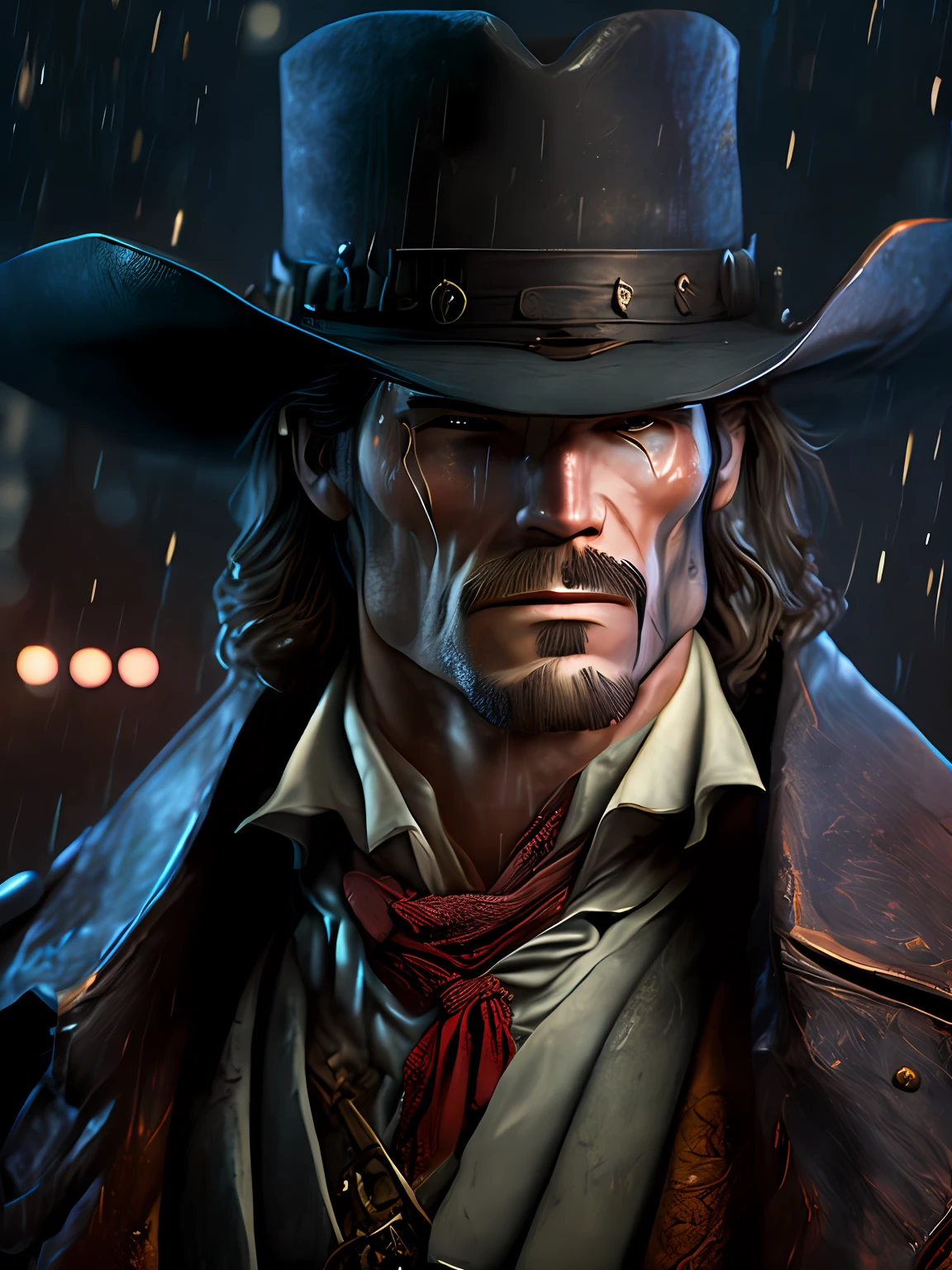 Portrait, Jonah Hex of DC, old west style look, old, full growth ...