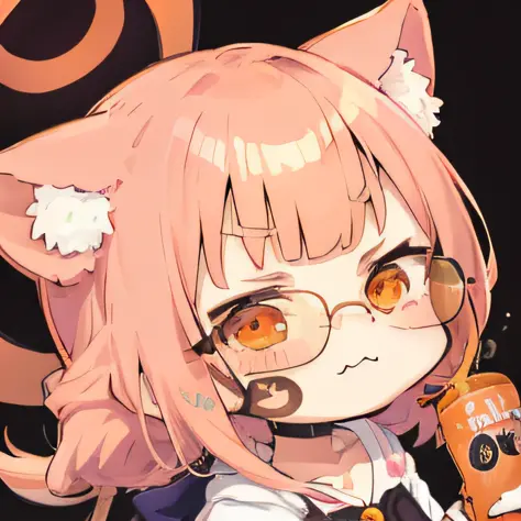 cartoon girl with sunglasses and drink in her hands, umaru-chan, shikamimi, cute anime face, kawaii anime manga style, nekomimi,...