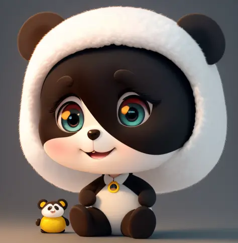 Chibi, full body, white background, (masterpiece), (super-fine), (full body: 1.2), super cute, baby, pixar, baby panda, big eye-catching, fluffy, smile, delicate, fairy tale, incredibly high detail, bright color palette, natural light, simple background in...
