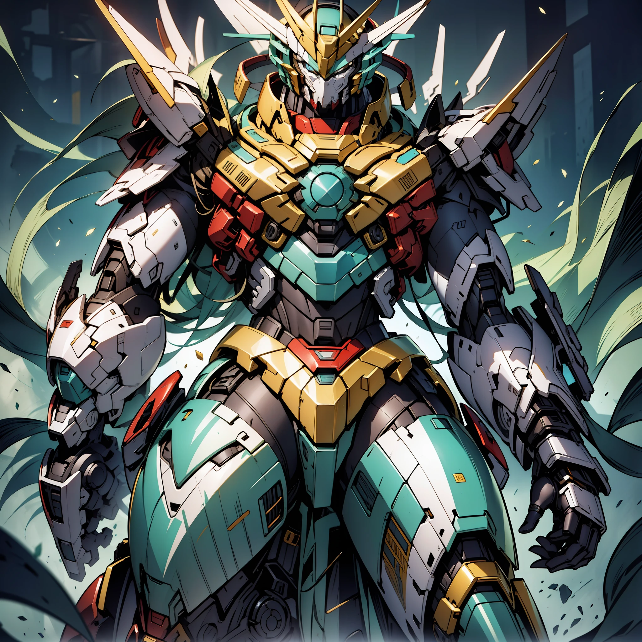 Golden Saint Seiya Limb armadura, Marvel Movie Iron Man Cuirass, (Gundam 00 Gundam Exia: 1.5), (mecha) (mechanical) (armadura), (pierna abierta: 1.3), perfecto, (Gran angular), (Fondo negro: 1.6), mejor calidad, obra maestra, súper resolución, (realidad: 1.4), 1 chico, hombros anchos, Ojos fríos, detalles locos, (Pliegues de cadera: 1.2), parte inferior del pecho, manos cruzadas en la cintura, Estilo de motor poco realista, Efecto Boca, David S. El estilo de lente de la capilla, paleta bioluminiscente: Azul claro, Luz de oro, Blanco brillante, Gran angular, ultra-fine, bodegón cinematográfico, vibrante, estilo sakimichan, ojos perfectos, Máxima calidad de imagen 8K, inspirado en harry winston, Obra maestra de disparo de Canon EOS R 6 "Caos 50,--, lunar debajo del ojo, trazado de rayos, surrealism, piel texturizada, brillo metalico, frente al espectador