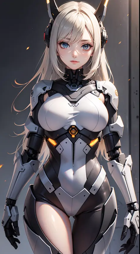 Original, very detailed wallpaper, very detailed illustrations, (1 Girl) , perfect female body, beautiful eyes, (delicate face) , (mechanical girl) , (mechanical element) , mechs enveloping the body, burning everywhere, perfect detail features, (seductive ...