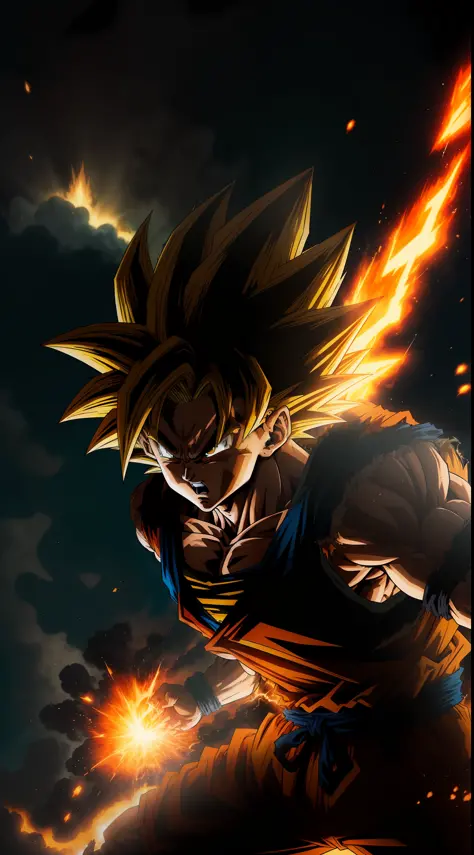 "An epic masterpiece in the comic style, showcasing the explosive power of Goku as a Super Saiyan 3 with his signature long, glowing yellow hair and the absolute best quality possible."