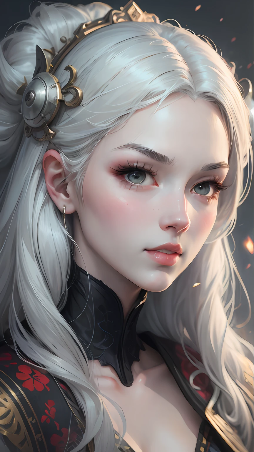 a close up of a woman with white hair and a white mask, beautiful character painting, guweiz, artwork in the style of guweiz, white haired deity, by Yang J, epic exquisite character art, stunning character art, by Fan Qi, by Wuzhun Shifan, guweiz on pixiv artstation