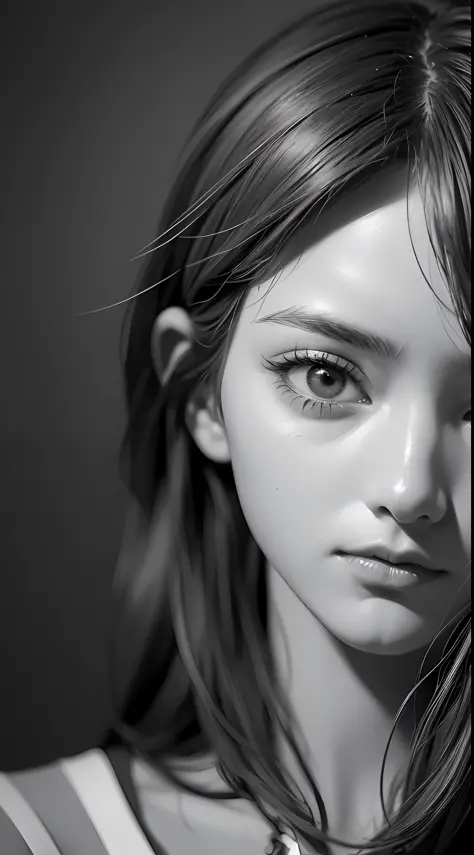 Beautiful girl, high-precision illustrations, monochrome tone effects, chic and sophisticated impression, focus blur softly enve...