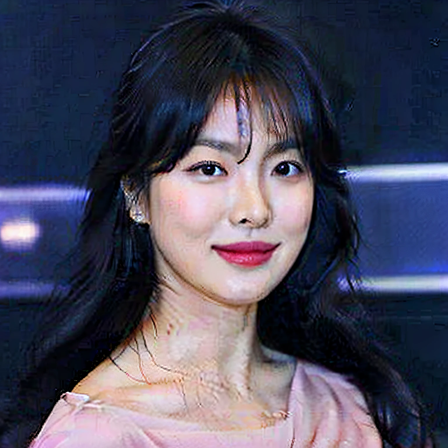 a close up of a woman with a pink dress and earrings, yun ling, star trek asian woman, maggie cheung, mariko mori, 8 0 s asian neon movie still, rei hino as a princess, 奈良美智, song nan li, sherilyn fenn 2 6 years old