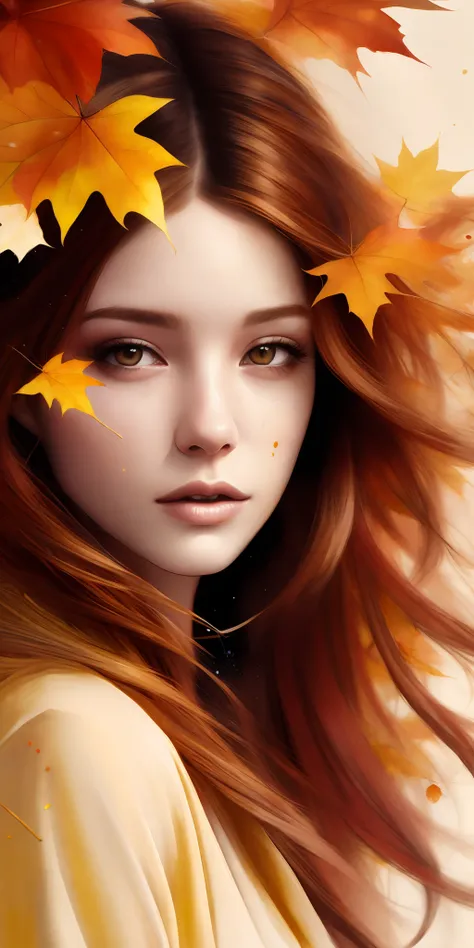 Woman in white dress, goddess of autumn,Beautiful teenage girl ...