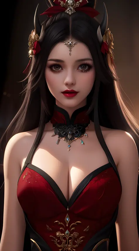 bust shot, strapless black bra, I can see the cleavage, soft big breasts,  smile - SeaArt AI