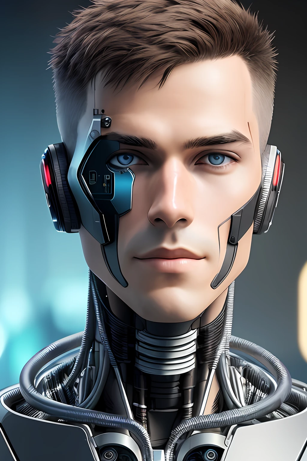 Cyborg Guy | Men's face | Flesh-colored skin | Electronic systems on ...