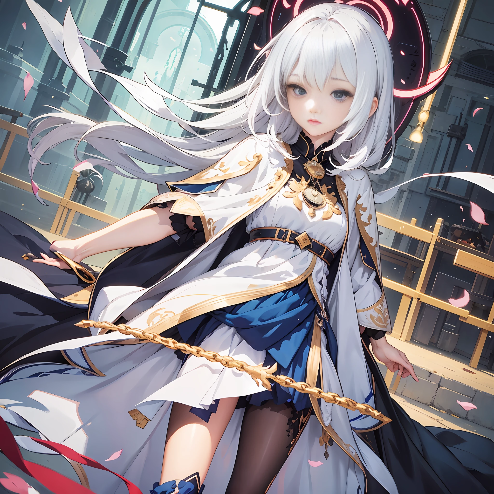 anime - style image of a woman in a white dress and blue dress, white haired deity, ayaka genshin impact, cushart krenz key art feminine, high detailed official artwork, detailed key anime art, from arknights, trending on artstation pixiv, official anime artwork, keqing from genshin impact, astri lohne