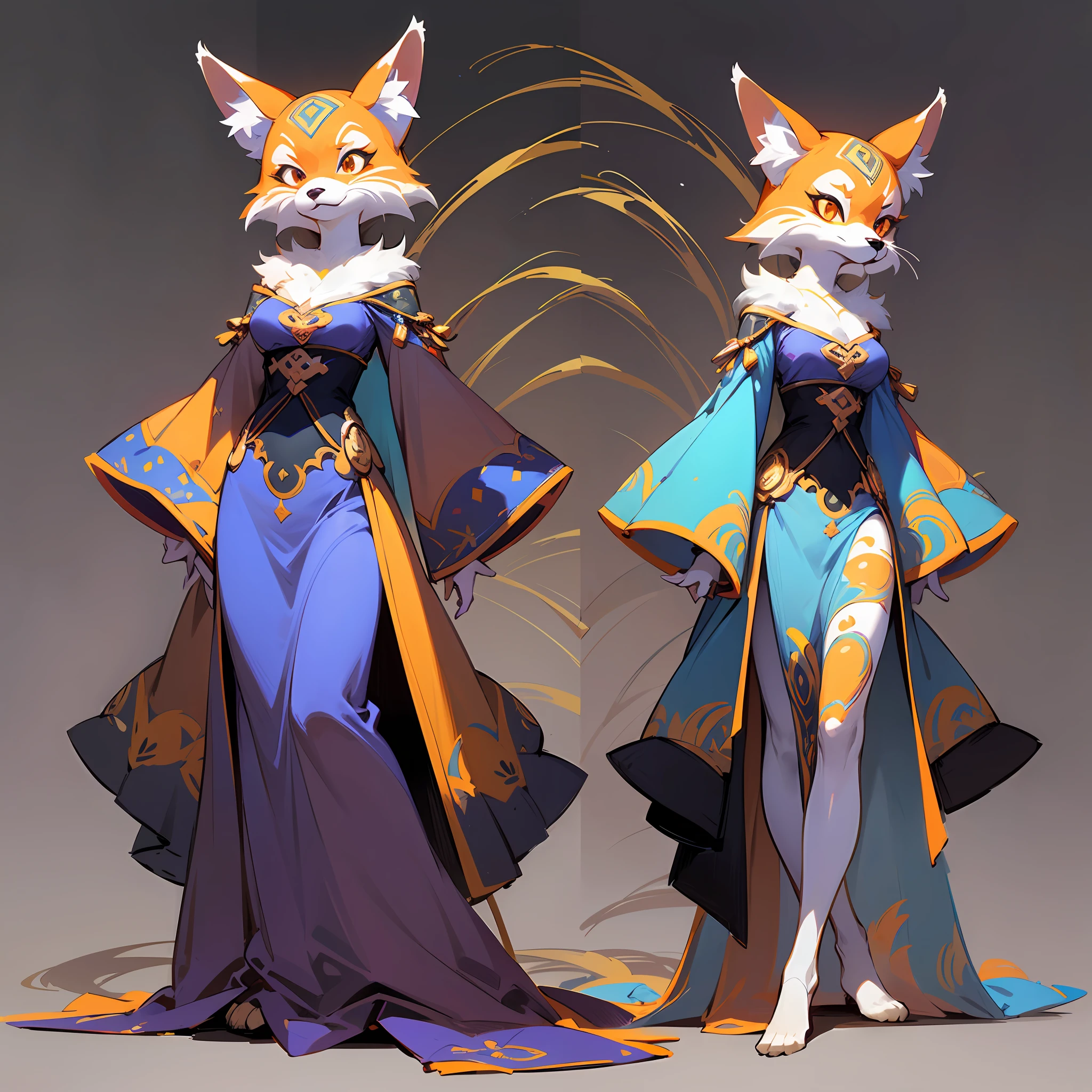 Two anime characters dressed in costumes and holding swords SeaArt AI