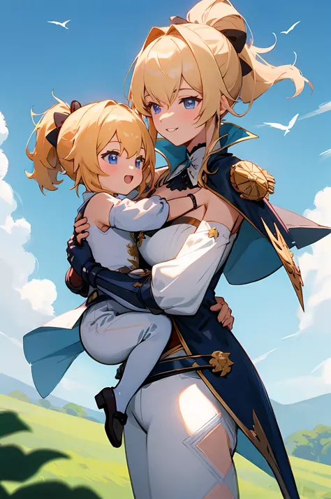 anime image of two women dressed knight posing for a picture like knight clothing in summer, jeanfavonian, medium hair, short ha...