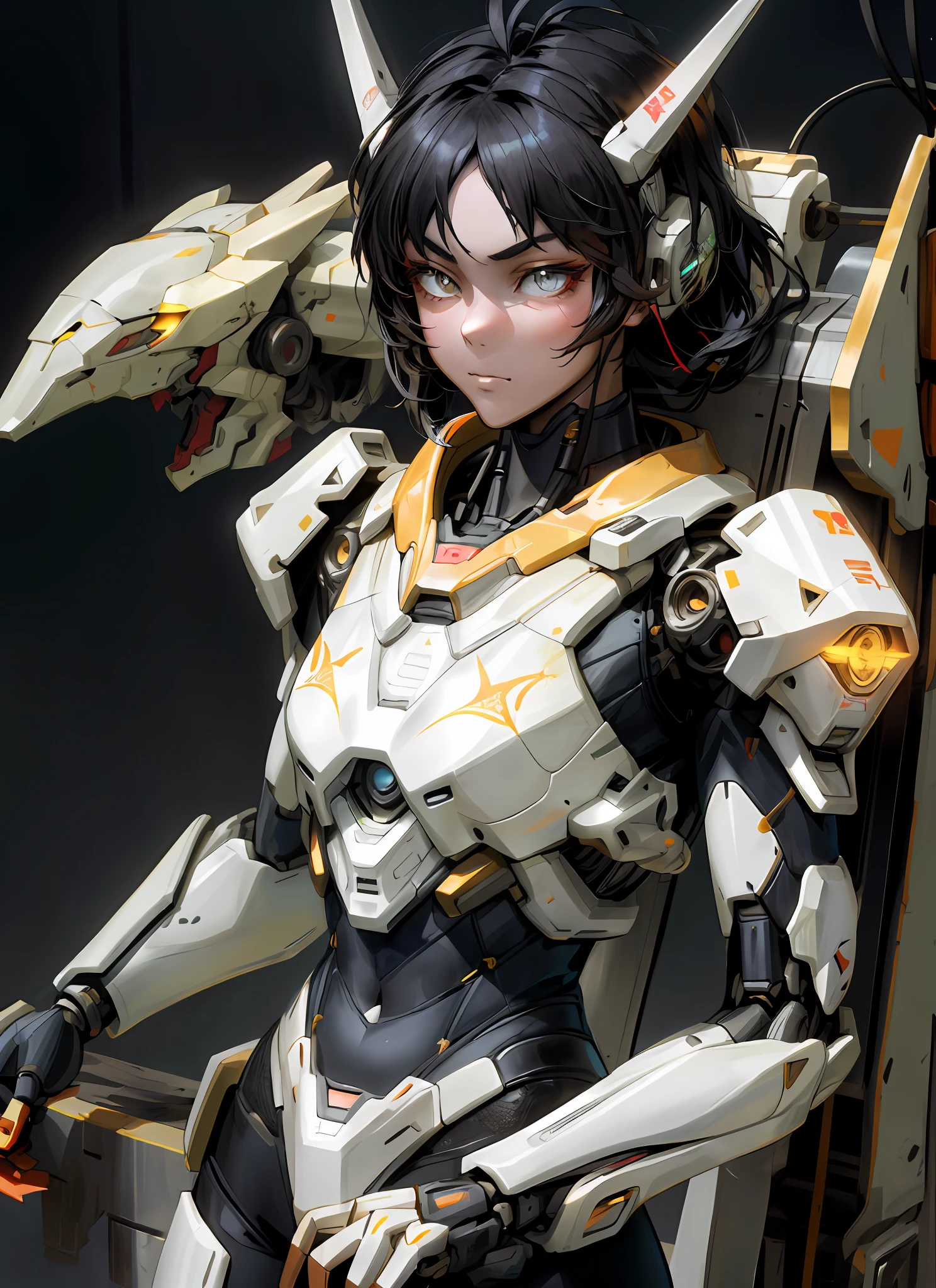 A close up of a woman in a suit with a sword - SeaArt AI