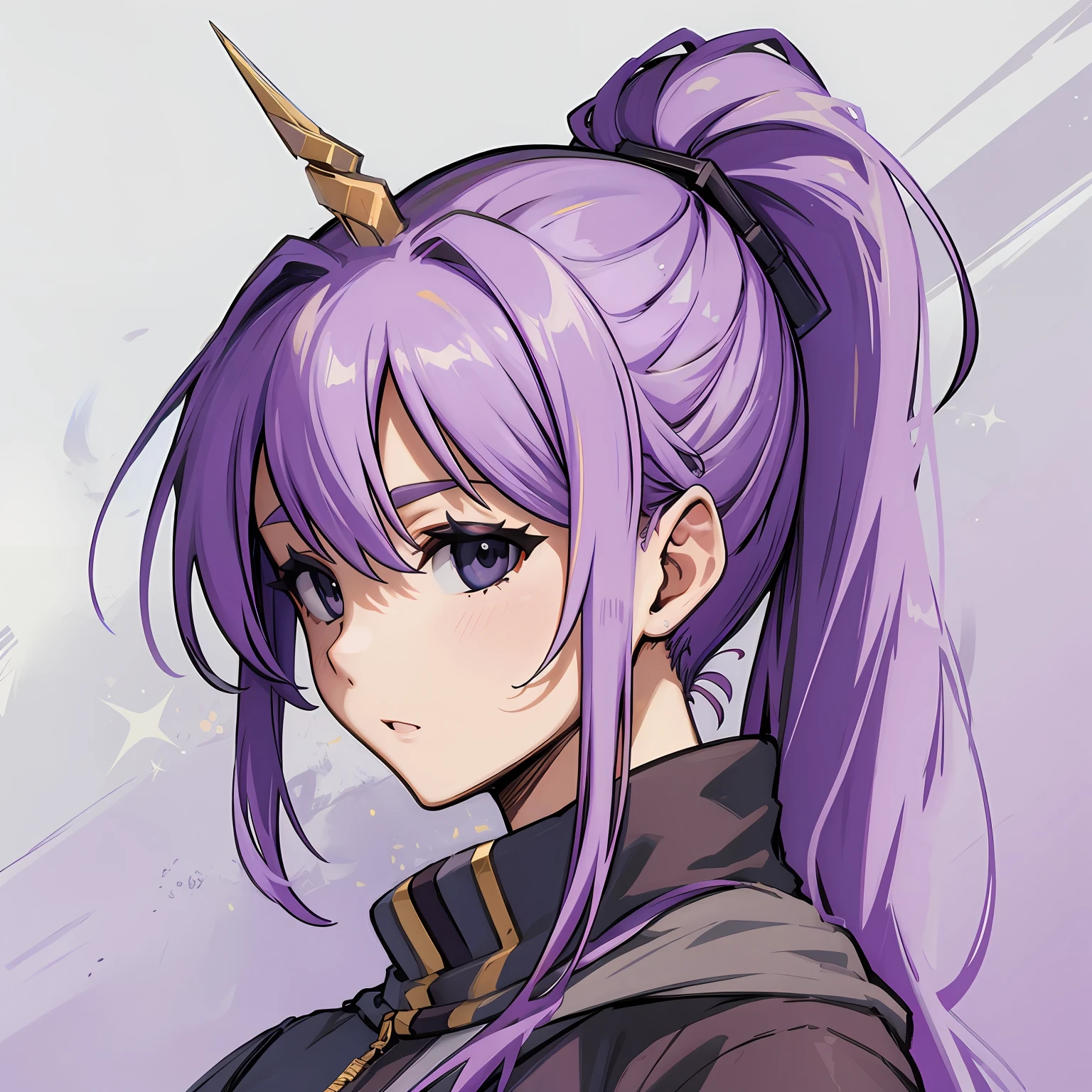 紫色头发和金色号角的动漫女孩- SeaArt AI